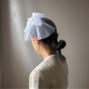 White Flower Mesh Fascinator Headpiece
